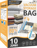 Cozy Essential 10 Jumbo Vacuum Storage Bags, Space Saver Bags Compression Storage Bags for Comforters and Blankets, Pillow, Bedding, Vacuum Sealer Bags for Clothes Storage
