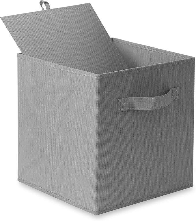 Casafield Set of 6 Collapsible Fabric Cube Storage Bins, Gray - 11" Foldable Cloth Baskets for Shelves, Cubby Organizers & More