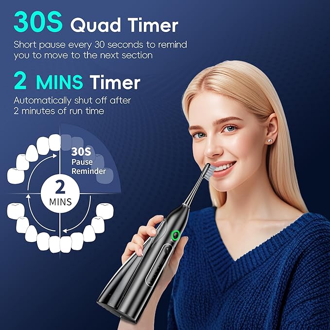 Electric Toothbrush with Water Flosser, All in One Sonic Flossing Toothbrush with 3 Modes & 5 Flossing Speeds & 4 Brush Heads, Rechargeable & Portable for Adult Teeth Cleaning,Black