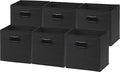 Simple Houseware Foldable Cube Storage Bins with Handles, 11-Inch, Black, 6-Pack, Fabric Cubes Organizer for Closet or Shelves