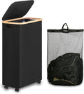 Laundry Basket with Lid, Large Laundry Hamper with Handle and Lid, Collapsible Clothes Basket Organizer with Removable Inner Bag for Clothes Toys Towels (Black, 75L with Wheels)