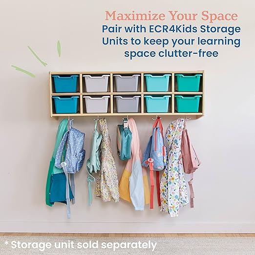 ECR4Kids Scoop Front Storage Bins, Multipurpose Organization, Contemporary, 10-Piece