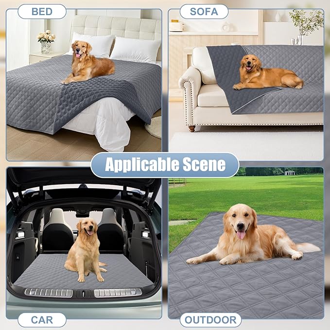 Smiry Waterproof Dog Bed Cover Pet Blanket, Soft Washable Dog Blanket for Furniture Bed Couch Sofa Reversible, Checkered (40"x50", Grey/Dark Grey)
