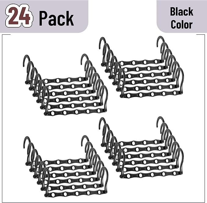 Mr. Pen- Space Saving Hangers for Clothes, 24 pcs, Black, Bulk Plastic Multi Clothes Hangers Space Saving, 5 Slots, 360° Rotating Hooks