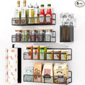 DTUQTX Spice Rack Wall Mounted 6 Pack: 100% Metal & Strong Adhesive Spice Organization for Kitchen Cabinet/Pantry Door, No Drill Hanging Seasoning Organizer with Paper Towel Holder, Utensil Caddy