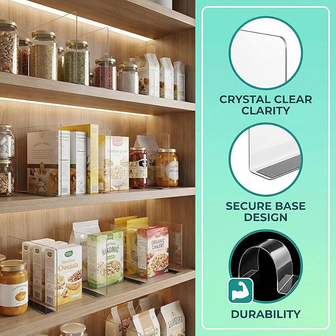 Baluue 6 Pack Clear Magnetic Shelf Dividers PVC Plastic L Shaped Separators 12cm Tall Shelf Divider for Wire Shelving Closet Organization Retail Display Rack Cabinet Goods Bins