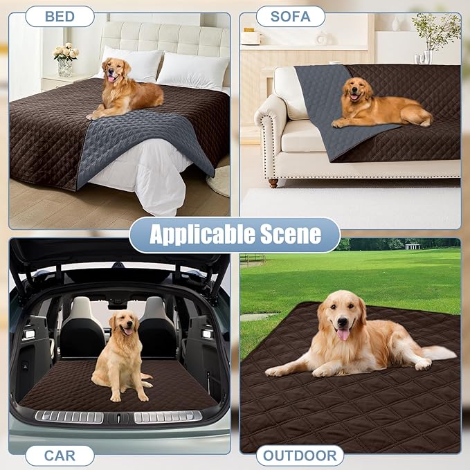 Smiry Waterproof Dog Bed Cover Pet Blanket, Soft Washable Dog Blanket for Furniture Bed Couch Sofa Reversible, Checkered (40"x50", Chocolate/Dark Grey)