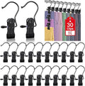 30 Pcs Boot Hangers Clips for Closet, Heavy Duty Legging Organizer for Closet Hanging Pants Hangers with Clips Clothes Pins Hanger Clips Laundry Hooks Bra Towel Socks Hats Tall Boots Home Travel Black