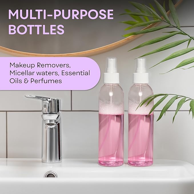 BRIGHTFROM Fine Mist Spray Bottles 8 oz, Empty Refillable Containers - Essential Oils, Disinfectant Spray, Water - Pack of 3