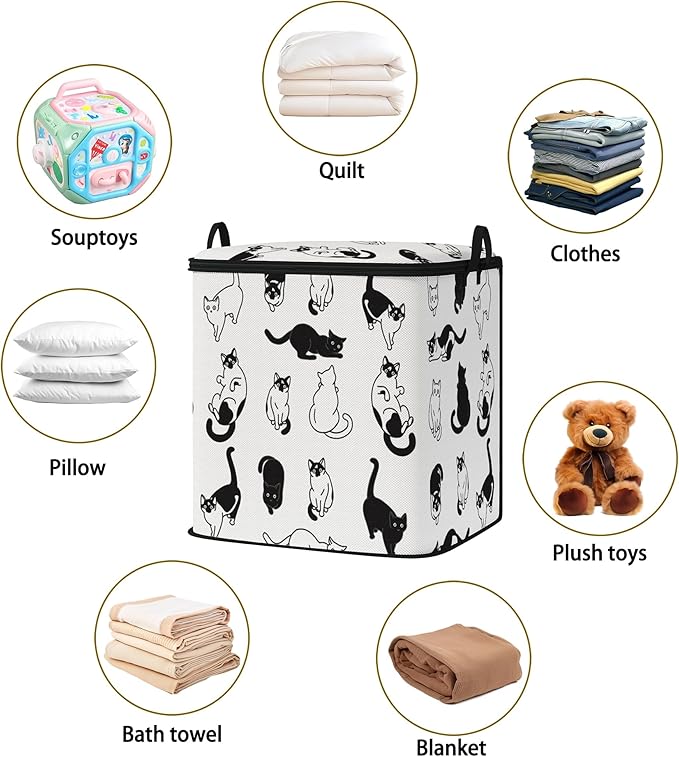 Large Comforter Storage Bag with Zipper,Closet Organizer for Clothes,Blankets,Quilts,Pillows,Fabric Storage Bags with Portable Handles 95L(2-Pack)
