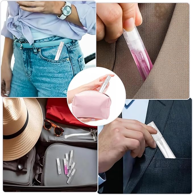 Mini Spray Bottle, 5 Pcs 10ml Perfume Bottle Empty with 3 Pcs Transfer Pipettes, Fine Mist Refillable Perfume Atomizer, Small Empty Sample Containers, Plastic Portable Travel Bottle - Clear