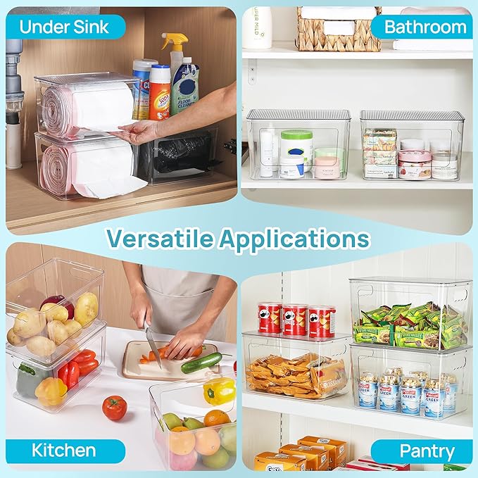 Vtopmart 1 Pack Trash Bag Holder, Stackable Garbage Bag Dispenser for 13/30/33 Gallon Bags, Clear Organizer Bins for Under Kitchen Sink, Laundry Room Organization and Storage