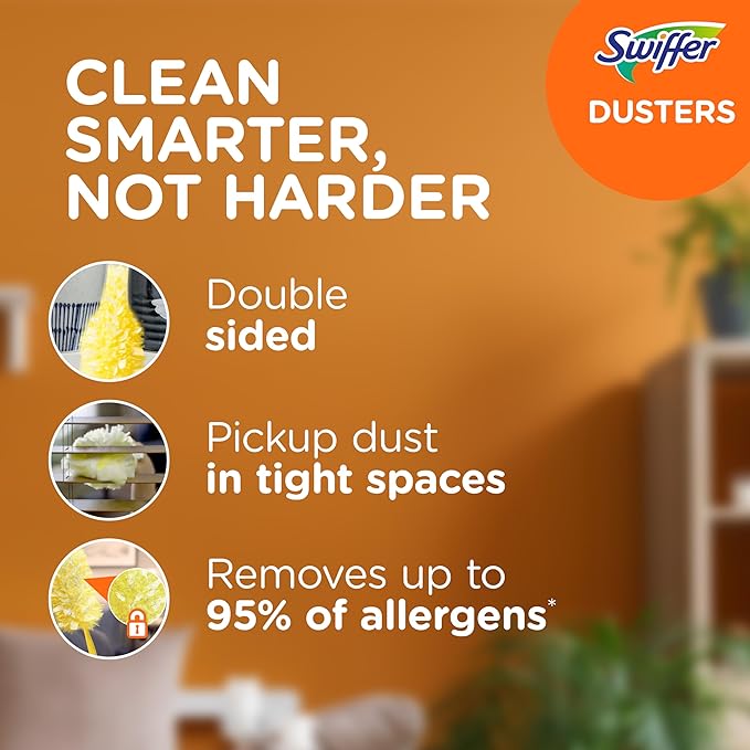 Swiffer Duster Heavy Duty 3 ft Extendable Handle Starter Kit with 3 Refills,(Pack of 6)