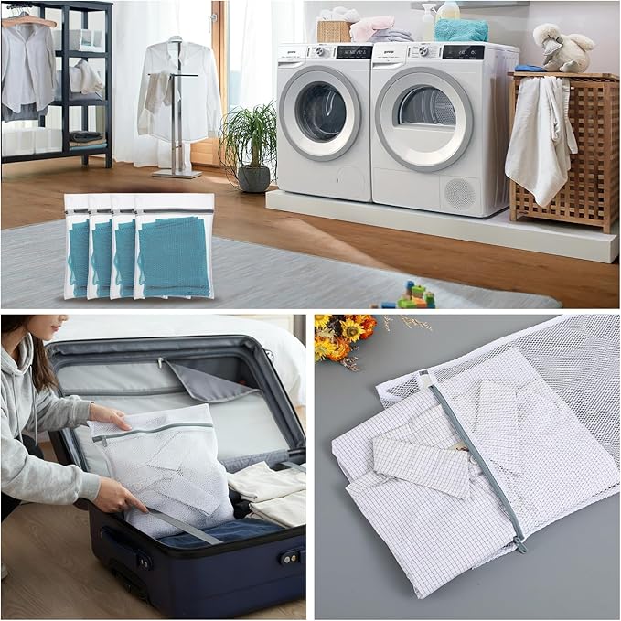 4Pcs Mesh Laundry Bags for Delicates 30x20cm Small Mini Durable Lingerie Bags for Washing Machine Delicates Laundry Bag for Lingerie Underwear Socks Baby Clothes Travel 11.8 x 7.87 Inches