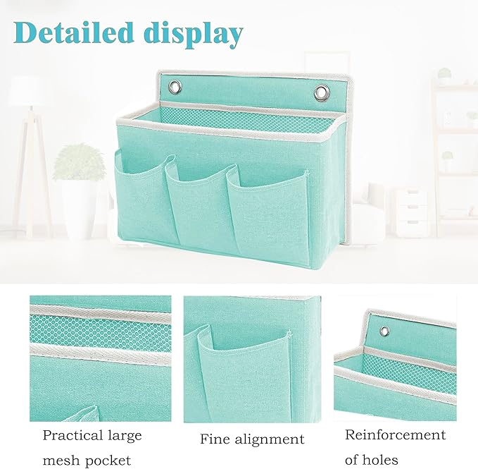 Someteth Wall Hanging Organizer Bag/Hanging Baskets with Large Mesh Compartment & 3 Pockets，Over the Door Organizer Space Saving Storage for Bedroom,RV Camper, Closet (Green -1 Pack)