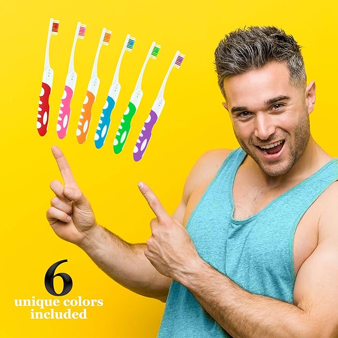 Portable Folding Toothbrush Kit - Built-in Cover, Collapsible, Multi-color (6 Pack Soft-Multicolor)