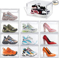 10 Pack Acrylic Sneaker Shoe Display Case, Size 12.5 Clear Shoe Boxes Stackable Purse Handbag Collectibles Organizer with Magnetic Door, Size 12.5 for Men Women Shoes Rack