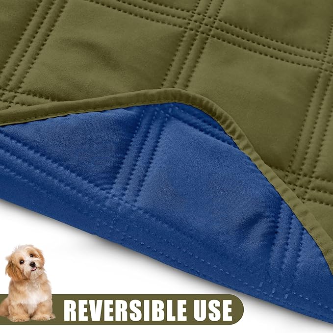 Smiry Waterproof Dog Bed Cover Blanket 30x70, Soft Reversible Pet Blanket, Washable Leakproof Cats Dogs Couch Cover for Sofa, Couch, Furniture, Lattice, Green/Navy