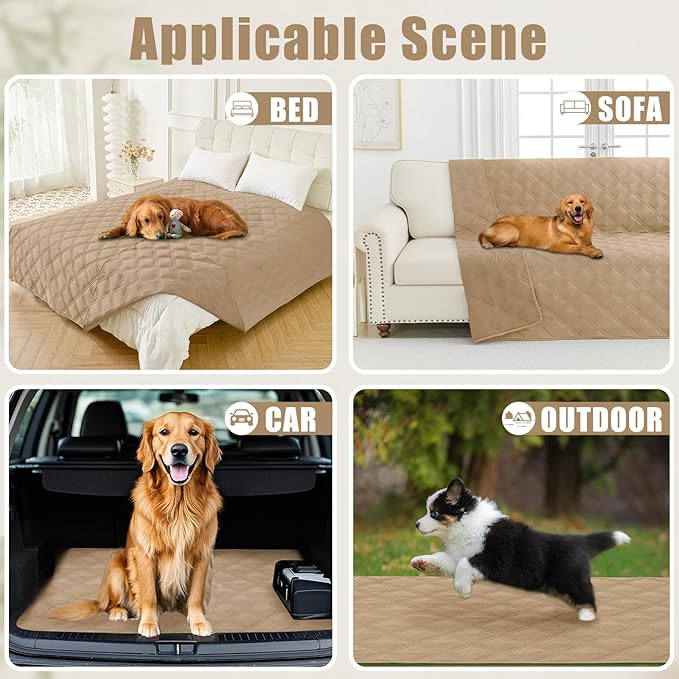 Smiry Waterproof Dog Bed Cover Blanket 40x80, Soft Reversible Pet Blanket, Washable Leakproof Cats Dogs Couch Cover for Sofa, Couch, Furniture, Lattice, Camel/Camel