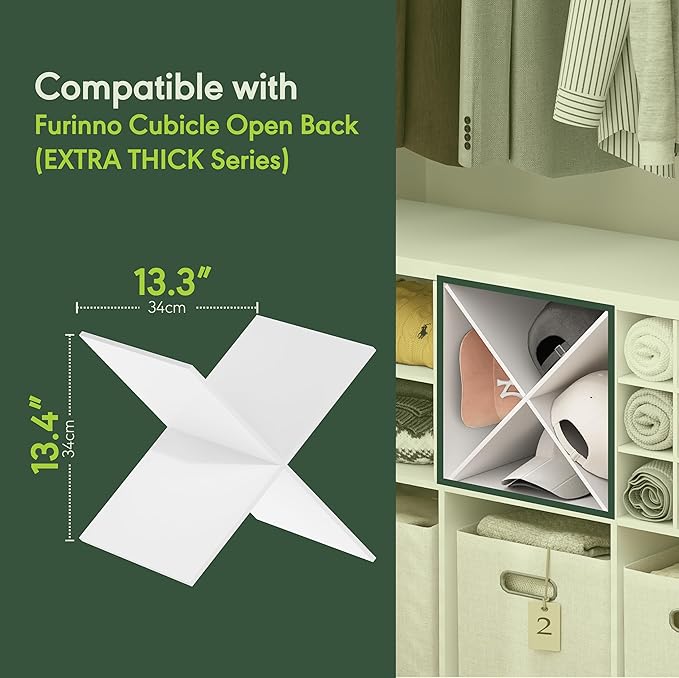 Furinno Cubicle Cube Insert, X-Shelf Cube Organizer, Fits into Furinno Extra Thick Cubes, for Organizers and Storage, White (Does not fit IKEA Kallax Shelving)