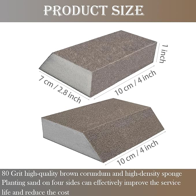 12 Pack Single Sanding Sponge Set - 80/100/120/180/220/320 Grit Sanding Blocks Assortment, Washable and Reusable