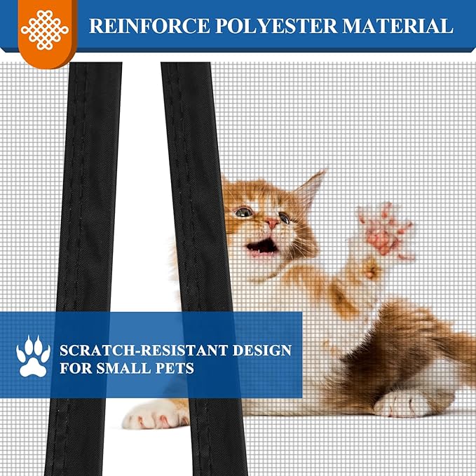 Magnetic Screen Door, Fits 36'' x 82'' Door, Scratch-Proof Polyester, Classic Middle-Opening, Keep Annoying Creatures Out, Pet Friendly Mesh, Hands-Free Entry with Strong Magnets Auto-Closure, Grey