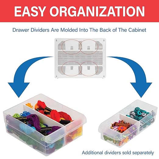 Akro-Mils 64-Drawer Plastic Drawer Storage Cabinet for Garage Organization, Bead Organizer, Building Bricks Storage, Teacher Toolbox, Makeup Organizer, 20" W x 6" D x 16" H, 10164 Red