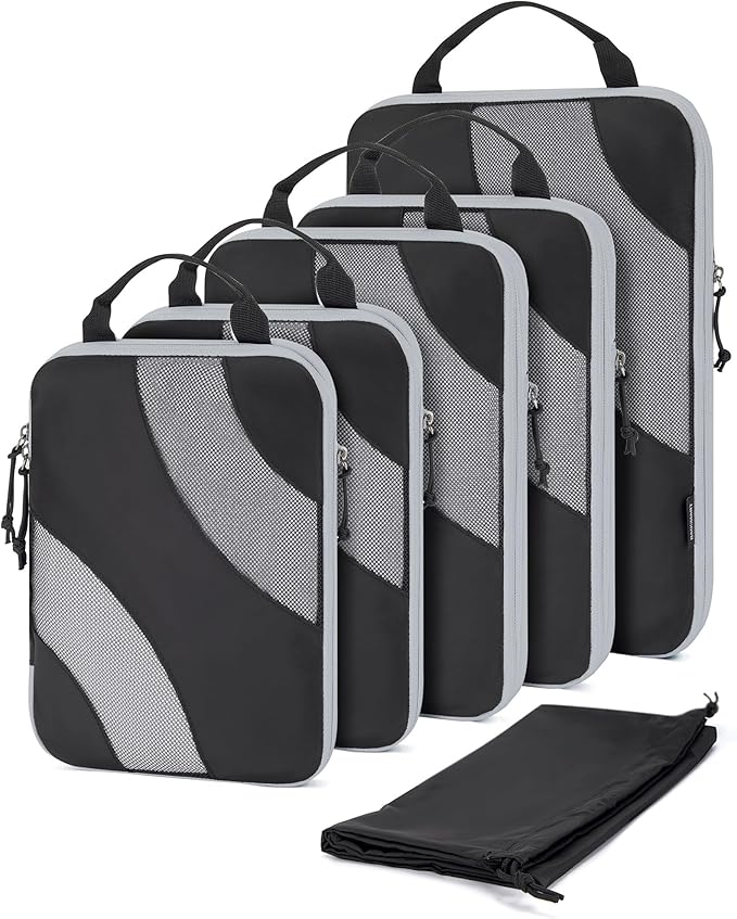 BAGSMART Compression Packing Cubes, 6 Set/4 Set/2 Set Travel Packing Cubes for Carry on Suitcases, Compression Suitcase Organizers Bag Set & Travel Cubes for Luggage, Lightweight Packing Organizers