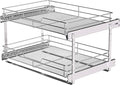 JOWBOOW (23" W x 22" D Cabinet Pull Out Shelves, 2-Tier | Heavy Duty Kitchen Pull Out Shelves for Wide Cabinets, 22 Inch Deep Sliding Cabinet Organizer