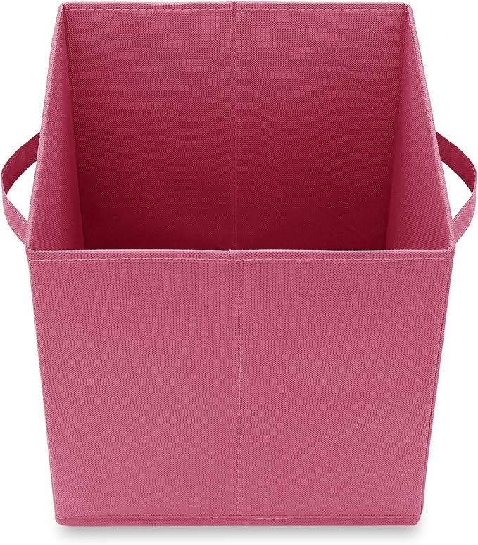 Casafield Set of 6 Collapsible Fabric Cube Storage Bins, Hot Pink - 11" Foldable Cloth Baskets for Shelves, Cubby Organizers & More
