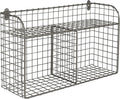 Spectrum 2 Bin Wall Mounted Wire Basket with Shelf Industrial Gray Organizer, Wall Mount Wire Basket Shelves for Kitchen Storage, Vintage Double Bin with Shelf Wall Mount Wire Storage for Organization