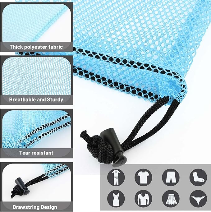 Berlune 18 Pcs 24" x 36" Large Mesh Laundry Bags Colorful Extra Large Laundry Bag Bulk with Drawstring Heavy Duty Mesh Machine Washable Drawstring Pouch