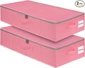 punemi Under Bed Storage Containers, Pink Underbed Storage With Rigid Side/Bottom Support, Closet Organizers And Storage Bins, Blankets Clothes Comforters Storage Bag, Dorm Room Essentials For Girls