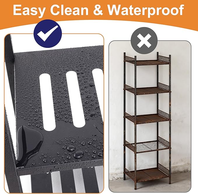 Aquzee Bathroom Storage Shelves, 5-Tier Tall Towel Racks Freestanding, Black Metal Standing Shelving Unit for Bathroom Toilet Living Room Organizer,15.75”W x 11.81”D x 47.24”H