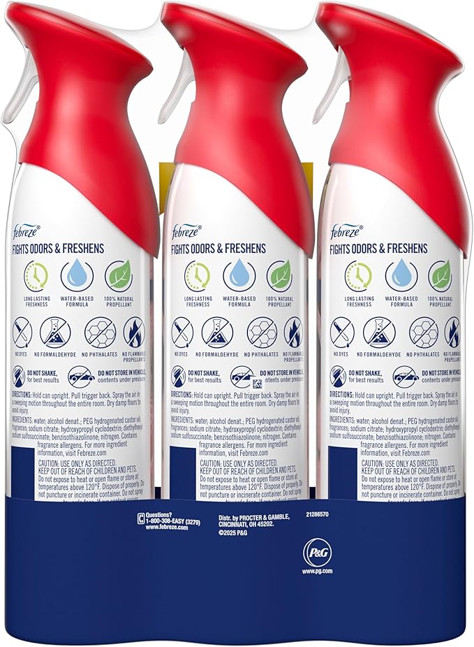 Febreze Air Mist, Air Freshener Spray, Odor Fighting Room Spray, Deodorizer for Home Bathroom Kitchen Office Apartment Dorm Room Classroom, Cherries & Berries Scent, 8.1oz (Pack of 3)