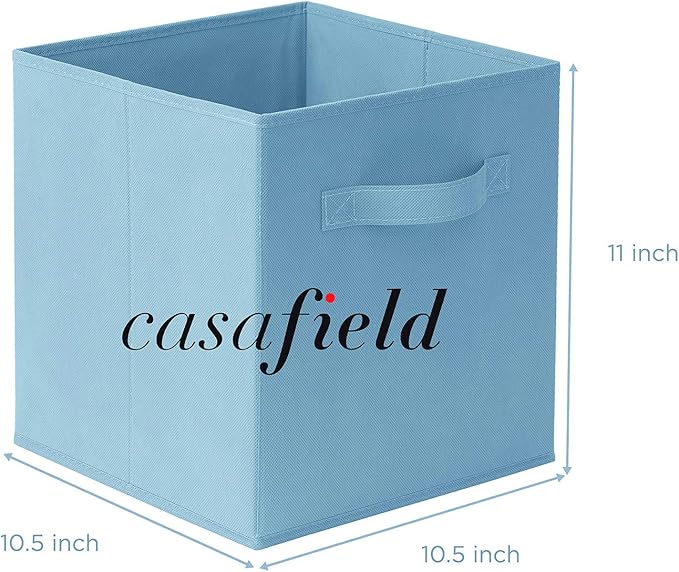 Casafield Set of 6 Collapsible Fabric Cube Storage Bins, Baby Blue - 11" Foldable Cloth Baskets for Shelves, Cubby Organizers & More