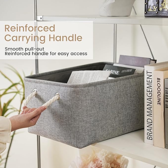 Large Storage Baskets- 15.7x11.8x8.26 inch Storage Bins for Shelves and Closet Organizing, Foldable Fabric Bin for Home Organization Clothes and Laundry (1-Pack, Gray)
