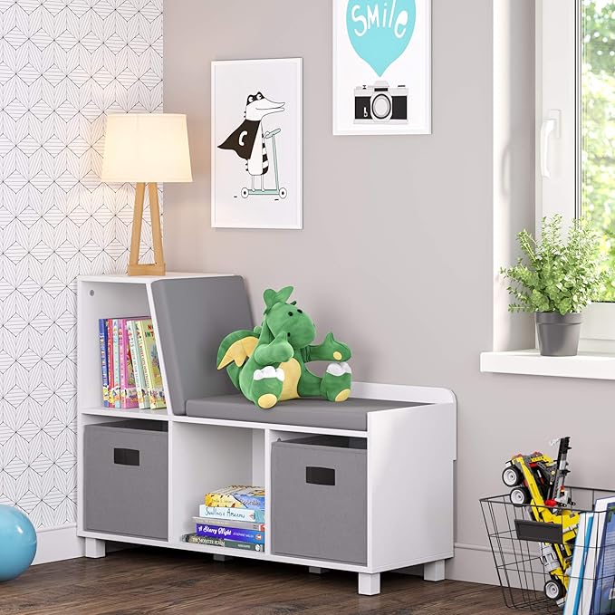 RiverRidge Folding Storage Bins with Handles Gray Cube Storage Organizer forCloset, Bedroom & Playroom - Closet Organizers and Storage Set of 2
