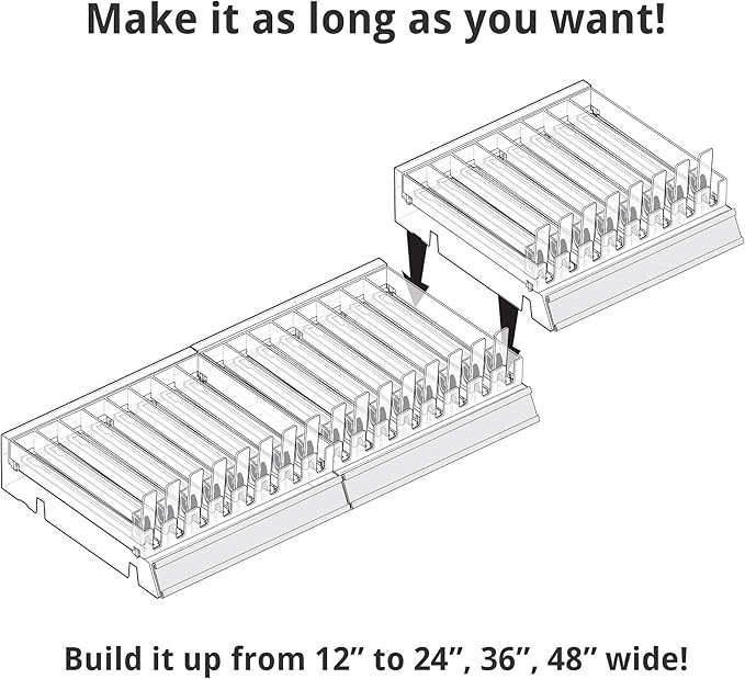 Azar Displays 225830-8COMP-CLR 8 Compartment Divider Bin Cosmetic Tray with Pushers - 8 Slots per Tray, 2-Pack, Clear