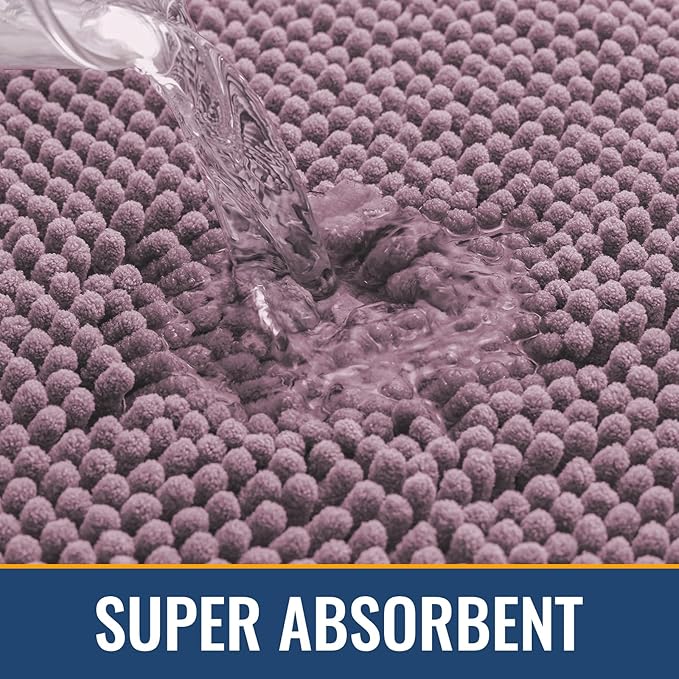 Arotive Bathroom Rugs 24x16, Extra Soft Absorbent Shaggy Chenille Bath Rugs, Machine Washable Rubber Backing Non-Slip Bath Mats for Bathroom Floor Tub and Shower, Home Decor Accessories, Deep Plum