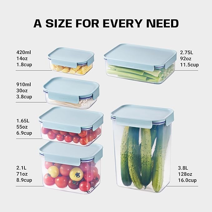 LocknLock HPL406 Classic-Plus Plastic Food Storage Container with Lid for Kitchen, Lunch, Meal Prep, and Leftovers, BPA-Free, Airtight, Leakproof, Microwave, Dishwasher, Freezer-Safe, 2.1L