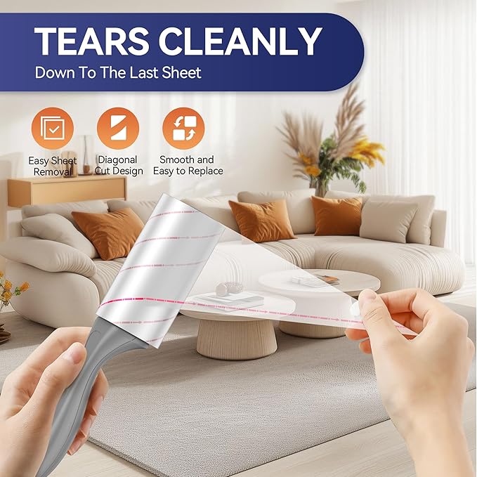 Lint Rollers for Pet Hair Extra Sticky, 880 Sheets Mega Value Set with Reinforced 4 Handles and Tough Paper, Lint Roller for Clothes, Sofa Bed, Car Seat, and More