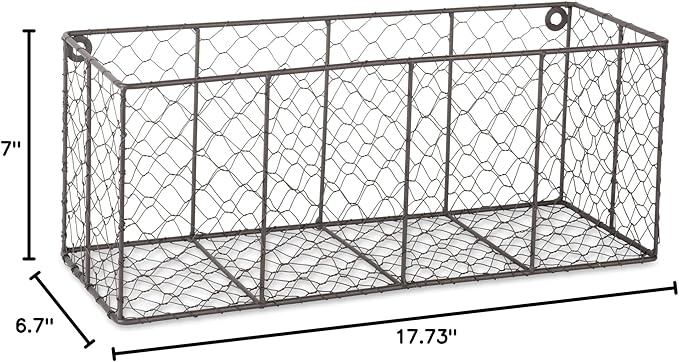 DII Chicken Wire Collection Farmhouse Vintage Wall Baskets, Medium Basket, Vintage Grey