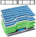 KEEPOW Reusable Replacement Pads Compatible with Shark Vac Mop VM252 VM200 VC205 VM250 /QM250 VM190 VM200P12, Washable Vacuum Mop Pad Refills, Upgraded Design of Dirt Chamber (1+2+2+2 Pads)