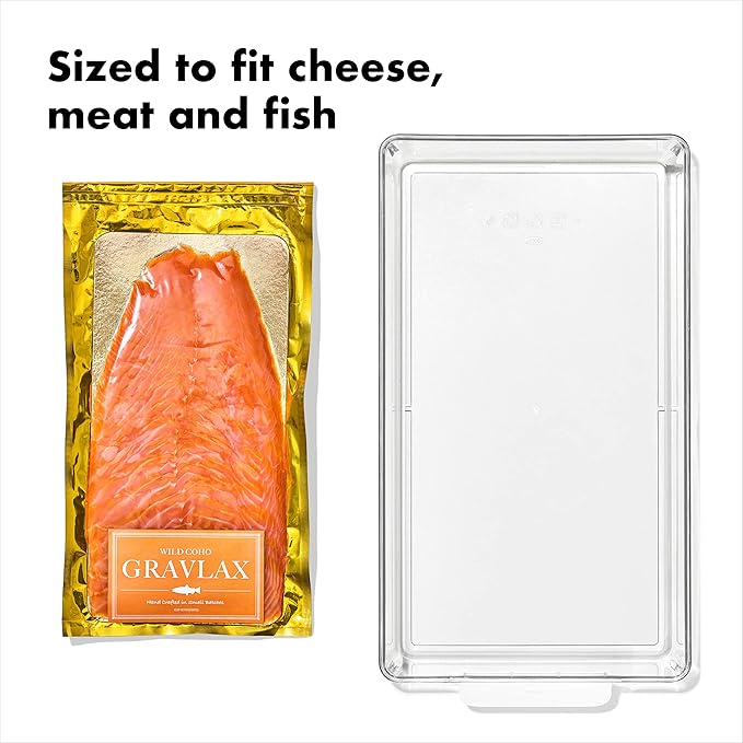 OXO Good Grips Fridge Organization Bin 8 in x 14 in - for Cheese, Meat, Fish and More (Pack of 2)