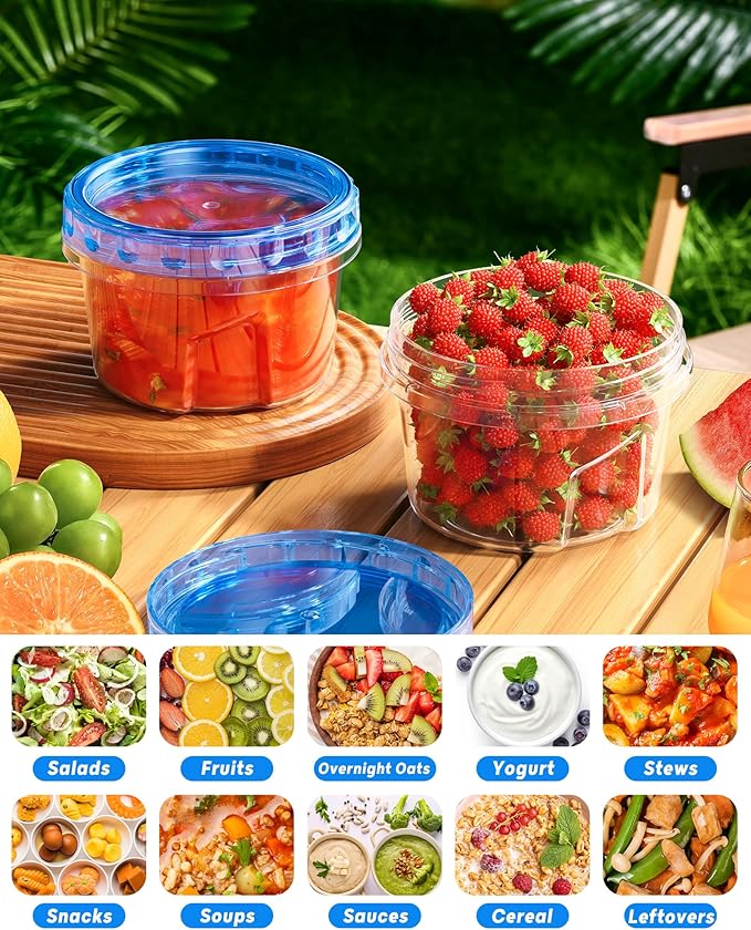 12 Pack-17oz Freezer Storage Containers, Plastic Food Storage Containers with Twist Top Lids, BPA Free and Reusable Soup Containers with Lid, Microwave and Dishwasher Safe