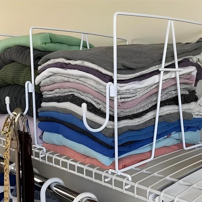 Evelots Wire Shelf Dividers - Extra Closet Organization and Storage for Home or Office -4 Pack- New Removable Hooks - Tall Shelf Separators - Easy to Clip -No Tool- Sturdy Coated Steel - 12 Inch Tall