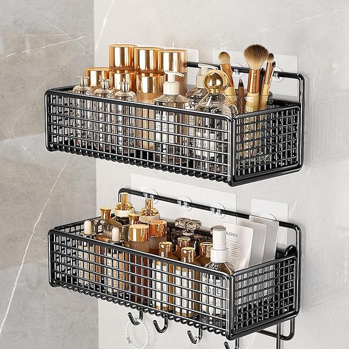 6 Pack Shower Caddy Adhesive Hooks Replacement, Strong Shower Hooks for Caddy Shelves