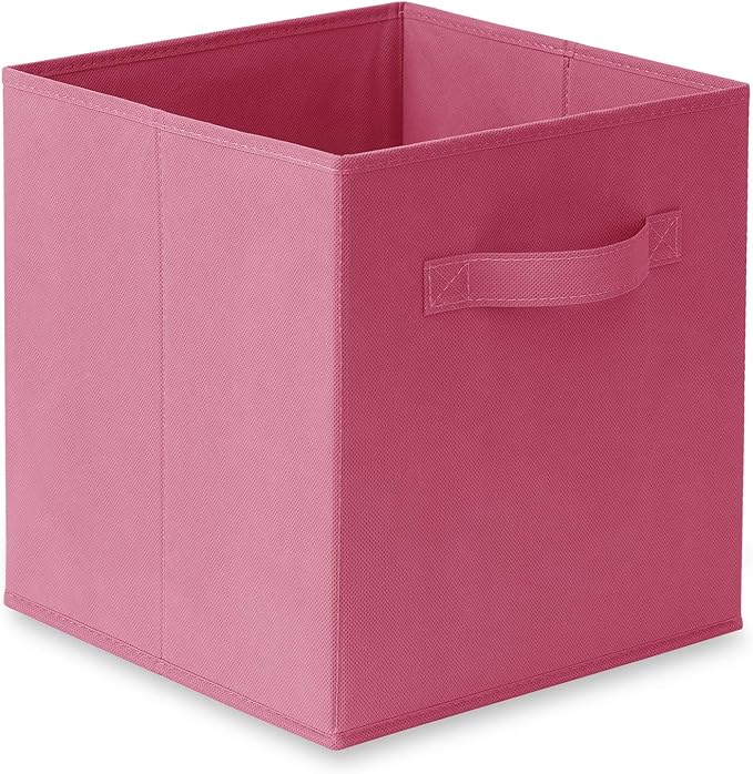 Casafield Set of 6 Collapsible Fabric Cube Storage Bins, Hot Pink - 11" Foldable Cloth Baskets for Shelves, Cubby Organizers & More