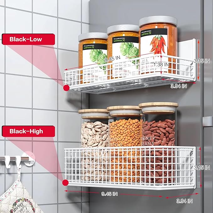 Magnetic Basket Fridge Large Magnetic Pen Holder Whiteboard Metal Wire Basket Storage Item Organizer (White-High)